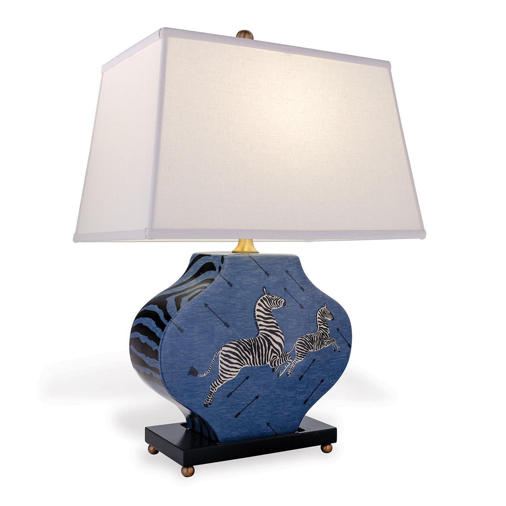 Scalamandre Maison Le Zebre Blue Table Lamp