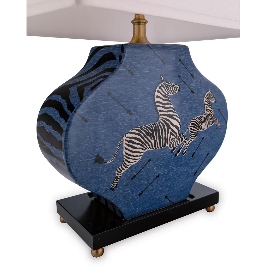 Scalamandre Maison Le Zebre Blue Table Lamp