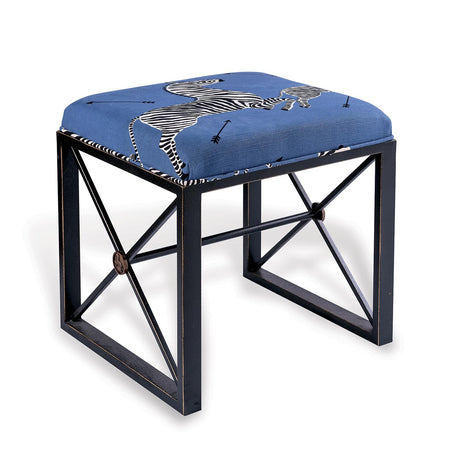 Scalamandre Maison Le Zebre Blue Bench