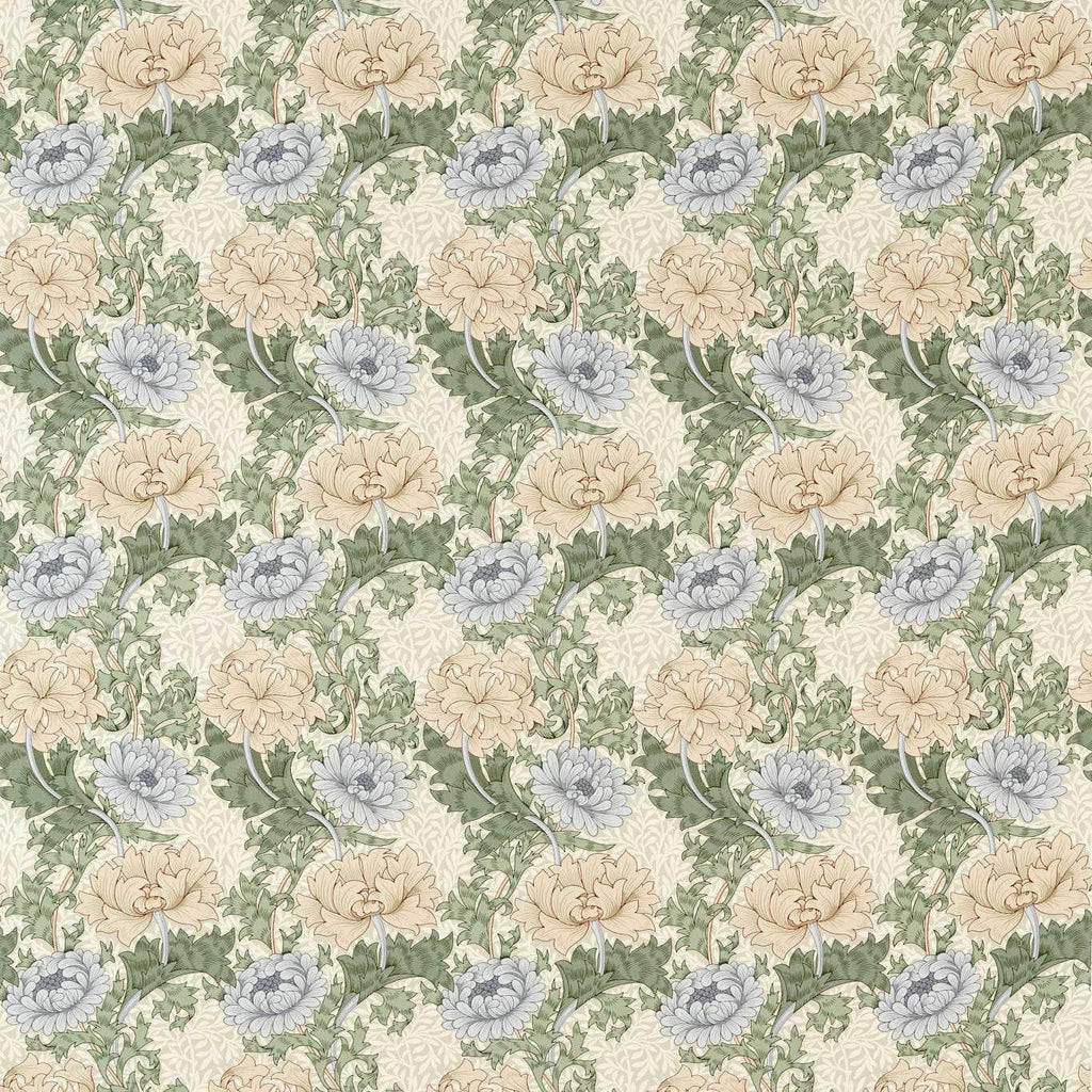Morris & Co Chrysanthemum Mineral/Cream Fabric