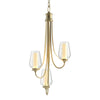 Hubbardton Forge Modern Brass Seeded Glass With Opal Diffuser (Zs) Flora 3 Arm Chandelier