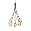 Hubbardton Forge Dark Smoke Seeded Glass With Opal Diffuser (Zs) Flora 6 Arm Chandelier
