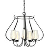 Hubbardton Forge Black Seeded Glass With Opal Diffuser (Zs) Flora 5 Arm Chandelier