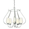 Hubbardton Forge Vintage Platinum Seeded Glass With Opal Diffuser (Zs) Flora 5 Arm Chandelier