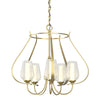 Hubbardton Forge Modern Brass Seeded Glass With Opal Diffuser (Zs) Flora 5 Arm Chandelier