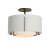 Hubbardton Forge Oil Rubbed Bronze Natural Anna Inner Shade & Light Grey Outer Shade Exos Small Double Shade Semi-Flush