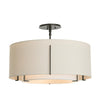 Hubbardton Forge Oil Rubbed Bronze Natural Anna Inner Shade & Natural Linen Outer Shade Exos Double Shade Semi-Flush