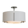 Hubbardton Forge Oil Rubbed Bronze Natural Anna Inner Shade & Light Grey Outer Shade Exos Double Shade Semi-Flush