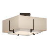 Hubbardton Forge Bronze Natural Anna Inner Shade & Natural Linen Outer Shade Exos Square Small Double Shade Semi-Flush