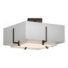 Hubbardton Forge Bronze Natural Anna Inner Shade & Light Grey Outer Shade Exos Square Small Double Shade Semi-Flush