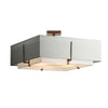 Hubbardton Forge Bronze Natural Anna Inner Shade & Light Grey Outer Shade Exos Square Large Double Shade Semi-Flush