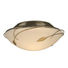 Hubbardton Forge Modern Brass Opal Glass (Gg) Forged Leaves Flush Mount