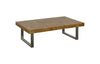 Phillips Collection Teak Slice Stainless Steel Legs Rectangle Coffee Table