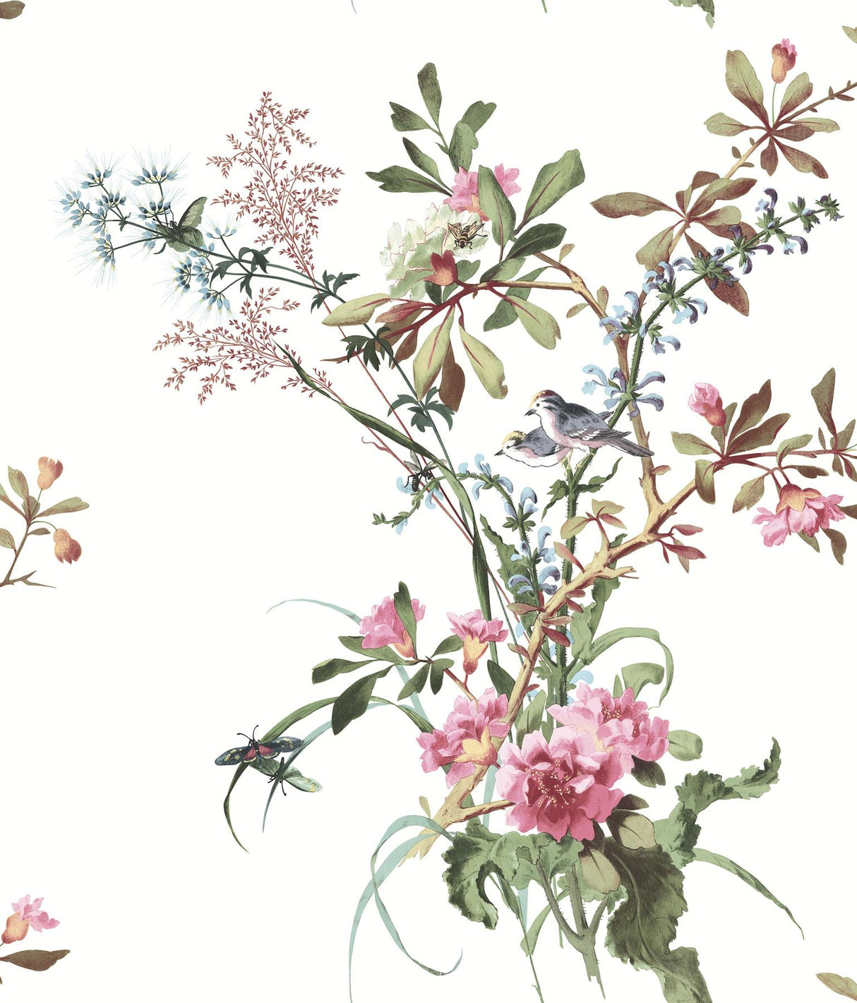 York Rose Wild Flowers Peel & Stick Pink Wallpaper