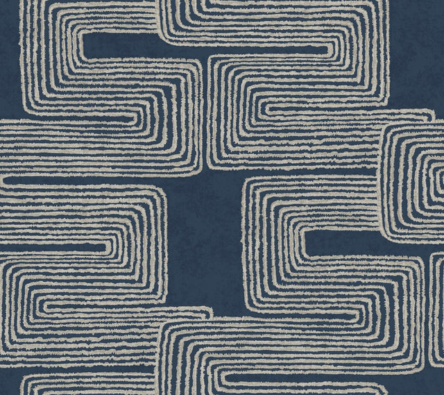 York Midnight & Silver Zulu Thread Blue Wallpaper