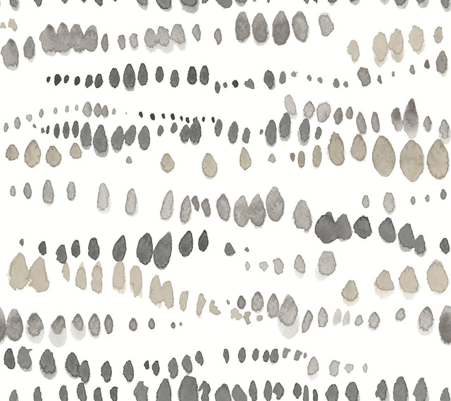 York Black & Taupe Dewdrops Black Wallpaper