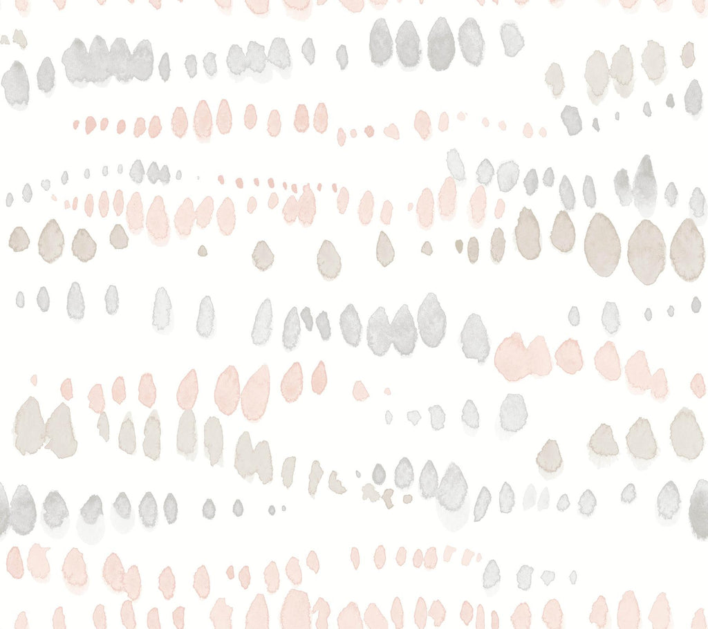 York Pink & Grey Dewdrops Pink Wallpaper
