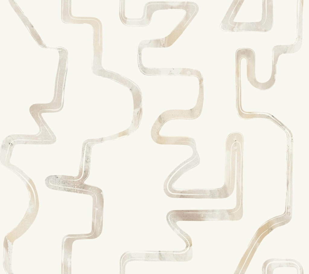 York Caramel & Cream Abstract Aura White Wallpaper