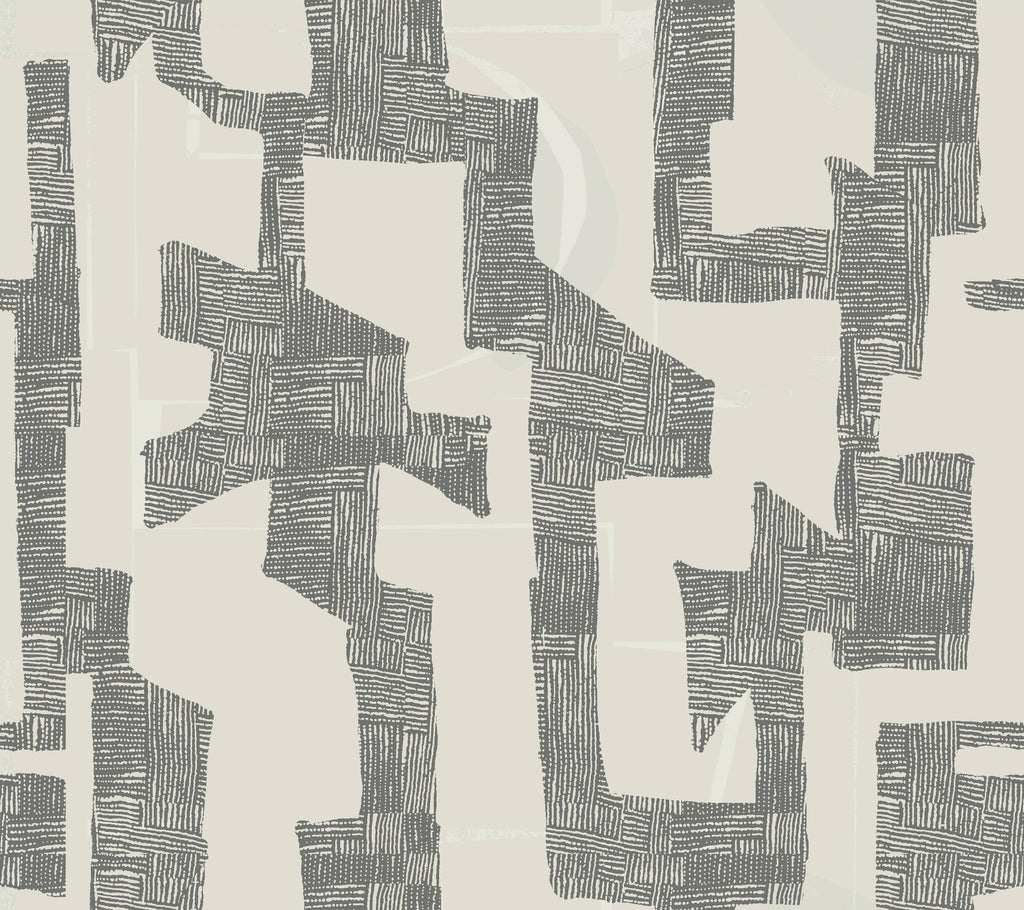 York Linen & Charcoal Modern Tribal Grey Wallpaper