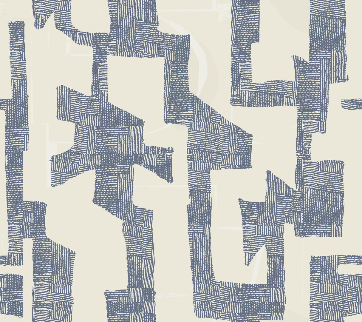 York Almond & Navy Modern Tribal Blue Wallpaper