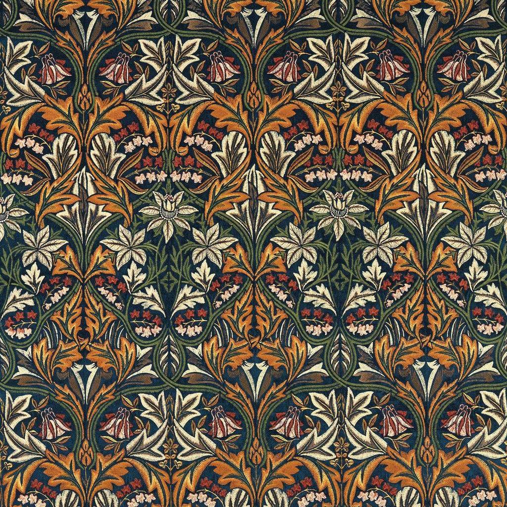 Morris & Co Indigo/Russet Wardle Velvets Fabric