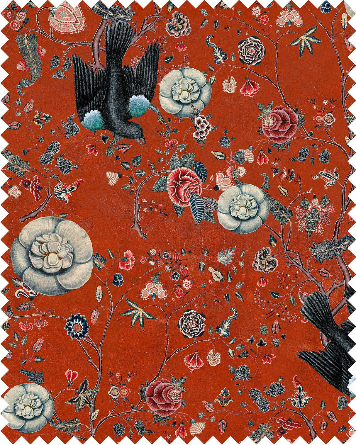 MindTheGap BLACK BIRD Natural linen Fabric